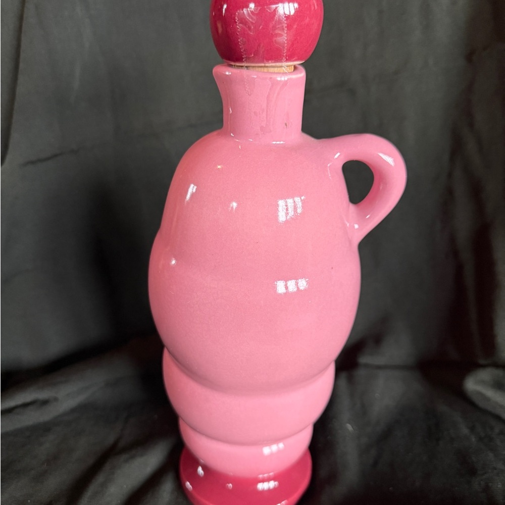 Mohawk Vintage Ceramic liquor Decanter bottle in Glossy Pink with Handle